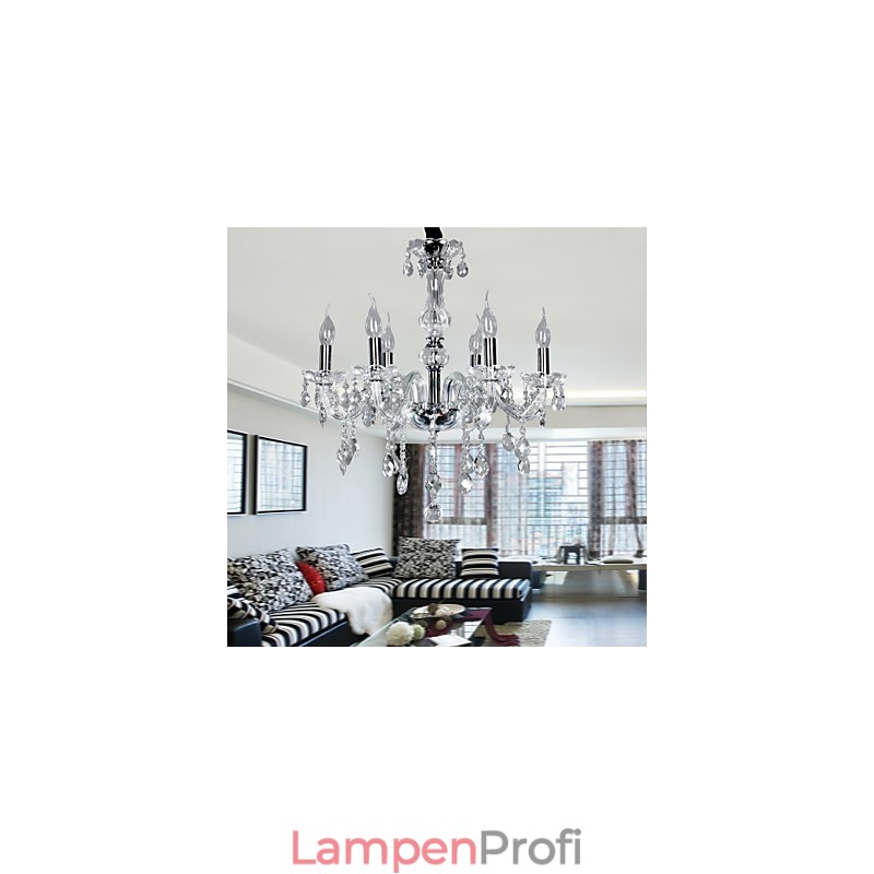 Eleganter Kristall-Kronleuchter mit 6 Lichtern