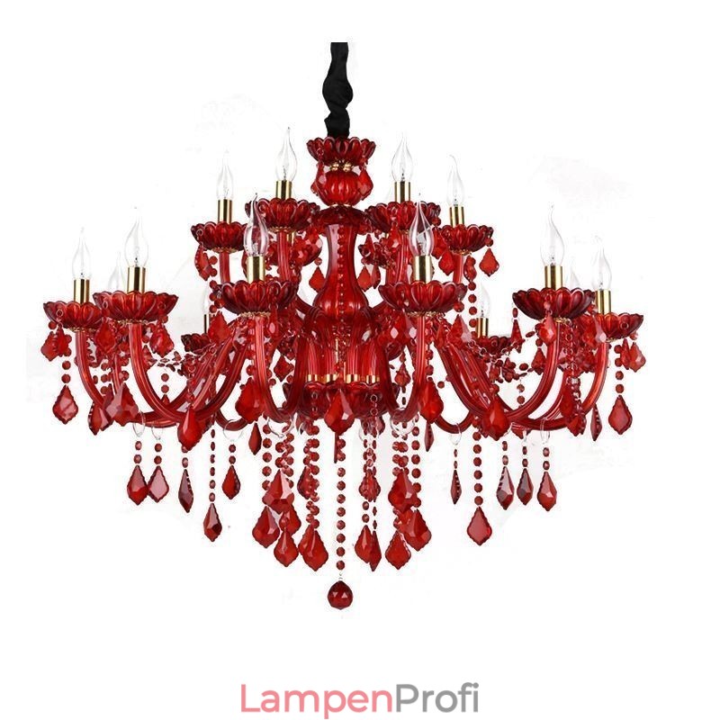 Europäischer eleganter Kristall-Kronleuchter, rote Pendelleuchte