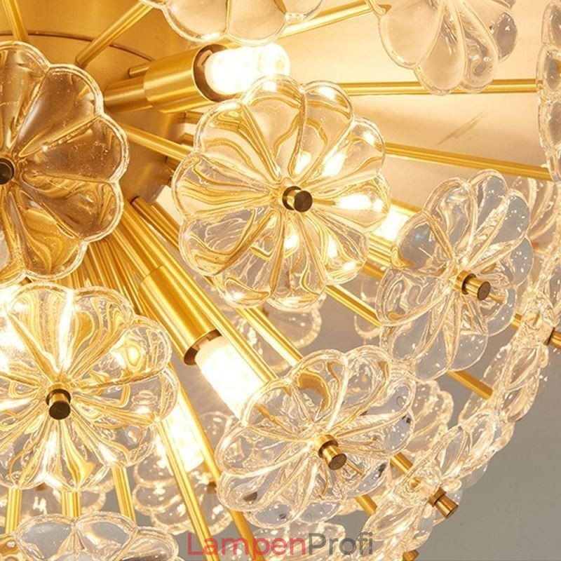 Halbkreisförmige Deckenleuchte aus Glas, flächenbündig, modern, dekorativ, in Blumenform