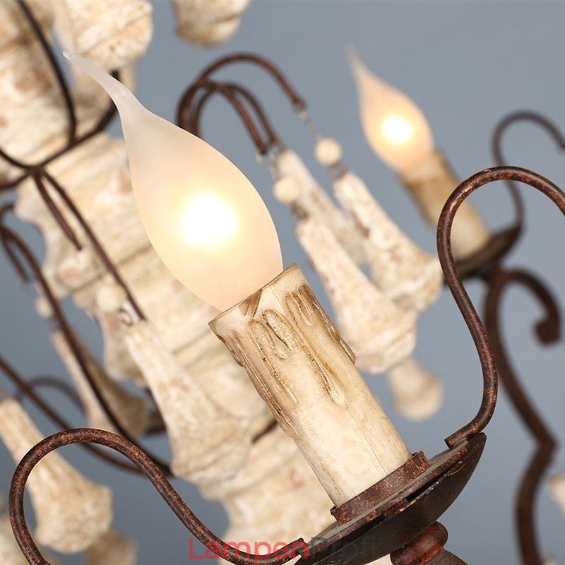 Pendelleuchte aus Holz im Retro-Stil, eleganter Kronleuchter
