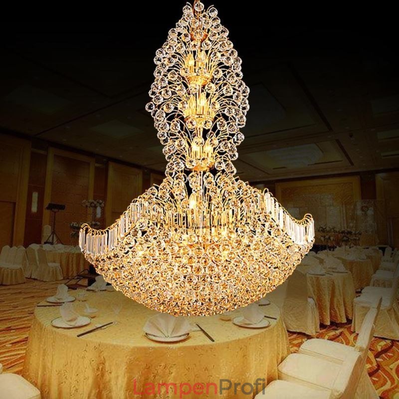 Europäischer Kristall-Empire-Kronleuchter, große goldfarbene Pendelleuchte