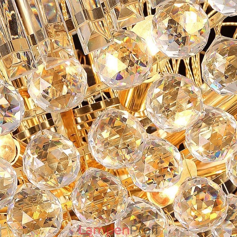 Europäischer Kristall-Empire-Kronleuchter, große goldfarbene Pendelleuchte