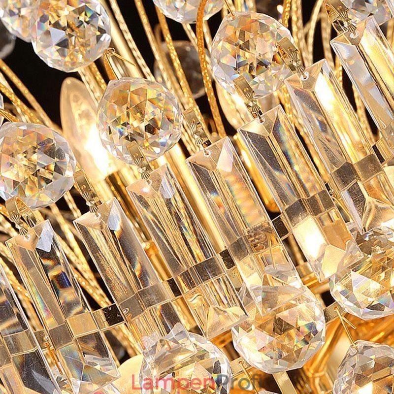 Europäischer Kristall-Empire-Kronleuchter, große goldfarbene Pendelleuchte