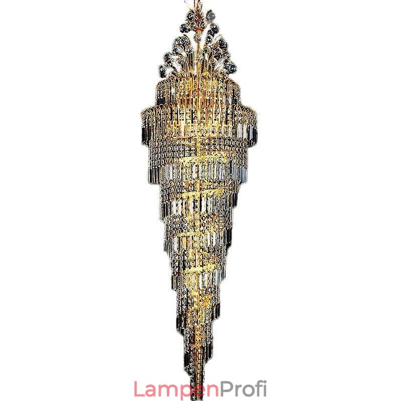Eleganter Kristall-Empire-Kronleuchter, europäischer Luxus, lange Pendelleuchte