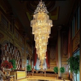 Eleganter Kristall-Empire-Kronleuchter, europäischer Luxus, lange Pendelleuchte