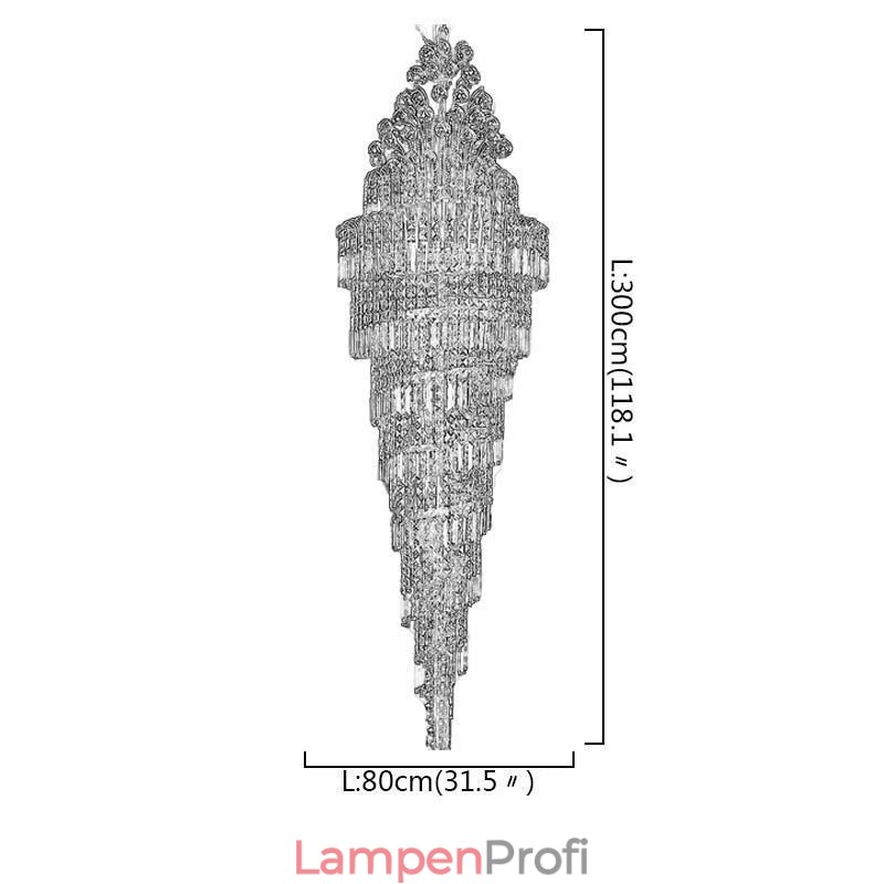 Eleganter Kristall-Empire-Kronleuchter, europäischer Luxus, lange Pendelleuchte