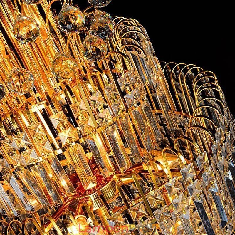 Eleganter Kristall-Empire-Kronleuchter, europäischer Luxus, lange Pendelleuchte