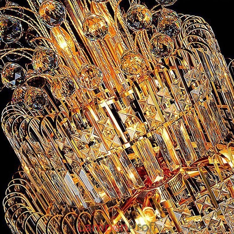 Eleganter Kristall-Empire-Kronleuchter, europäischer Luxus, lange Pendelleuchte