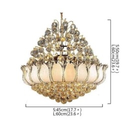 Zeitgenössischer Kristall-Empire-Kronleuchter in Goldfarbe, Pendelleuchte Lotus