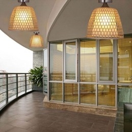 Bambus Semi Flush Mount Kreative Runde Deckenleuchte Vestibül Beleuchtung