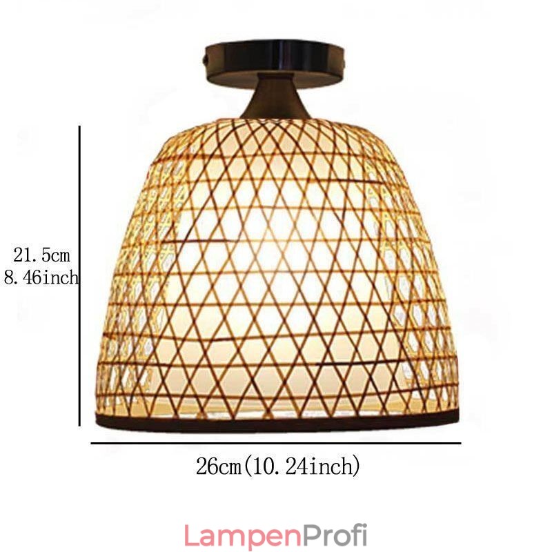 Bambus Semi Flush Mount Kreative Runde Deckenleuchte Vestibül Beleuchtung