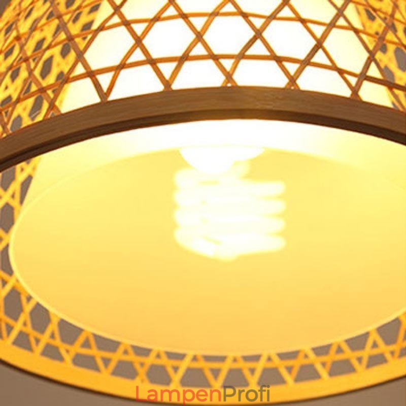Bambus Semi Flush Mount Kreative Runde Deckenleuchte Vestibül Beleuchtung