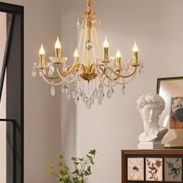 Amerikanische Kristall-Pendelleuchte im Landhausstil, kreative Deckenleuchte aus Eisen