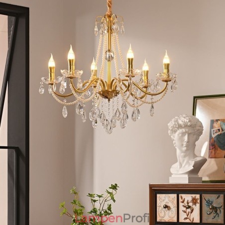 Amerikanische Kristall-Pendelleuchte im Landhausstil, kreative Deckenleuchte aus Eisen Amerikanische Kristall-Pendelleuchte im Landhausstil, kreative Deckenleuchte aus Eisen