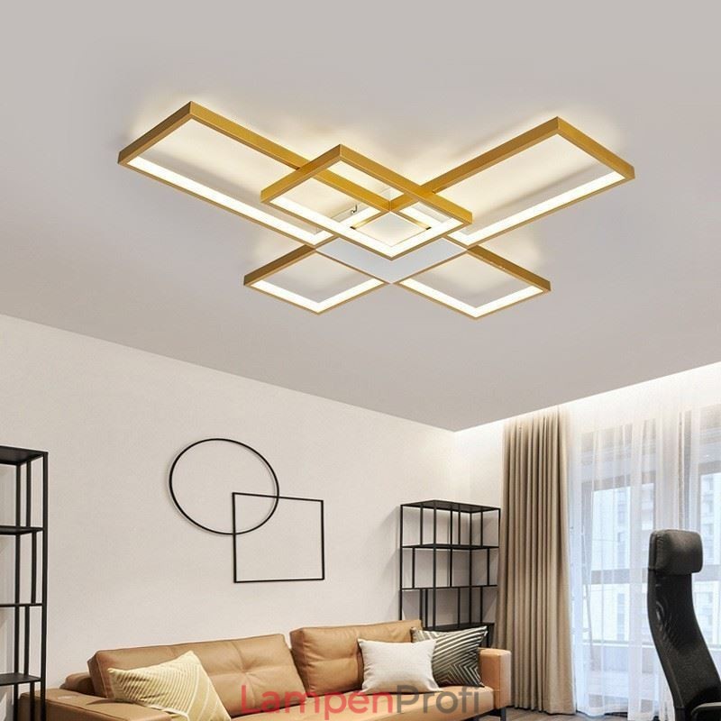 Minimalistische Deckenleuchte mit fünfeckiger Unterputzmontage, stufenlos dimmbar, mit Fernbedienung, 92 W