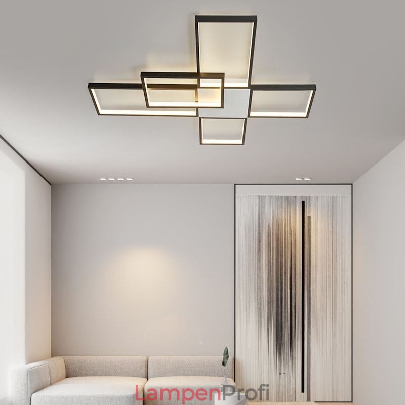 Minimalistische Deckenleuchte mit fünfeckiger Unterputzmontage, stufenlos dimmbar, mit Fernbedienung, 92 W
