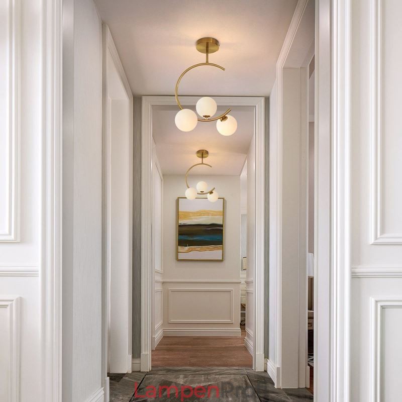 Moderne und einfache Deckenleuchte mit drei Köpfen aus milchig weißem Glas, G9, 5 W