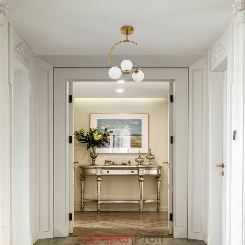 Moderne und einfache Deckenleuchte mit drei Köpfen aus milchig weißem Glas, G9, 5 W