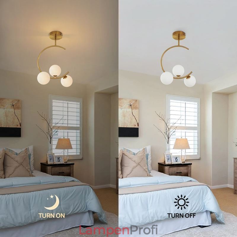 Moderne und einfache Deckenleuchte mit drei Köpfen aus milchig weißem Glas, G9, 5 W