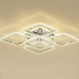 Deckenleuchte aus Acryl, quadratisch, 5 Lichter, Chrom