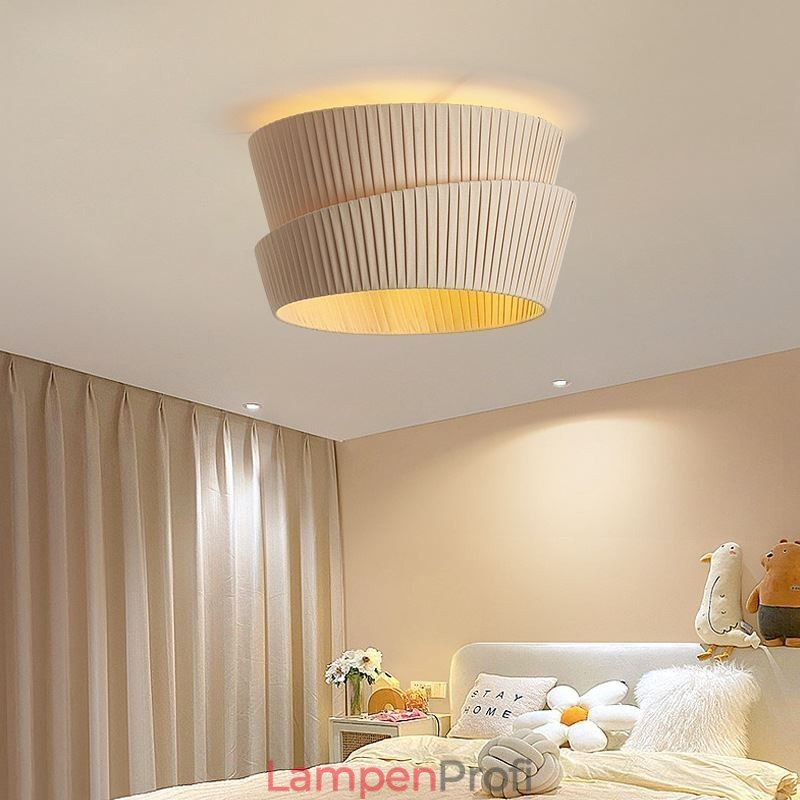 Wabi Sabi Deckenleuchte, Deckenlampe im französischen Creme-Stil, doppellagiger Stoffschirm