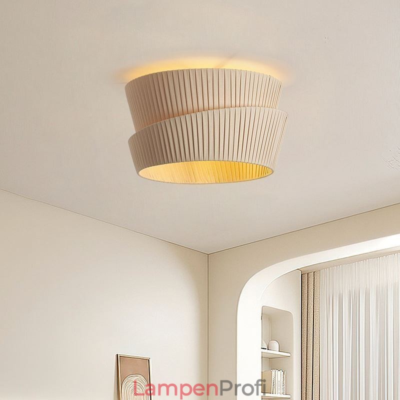 Wabi Sabi Deckenleuchte, Deckenlampe im französischen Creme-Stil, doppellagiger Stoffschirm