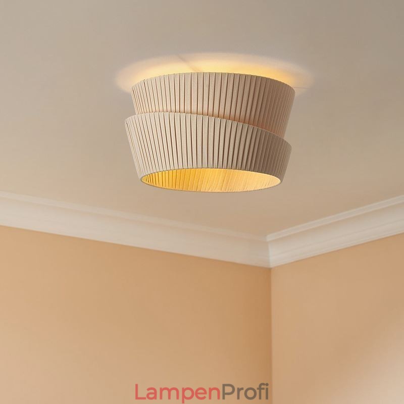 Wabi Sabi Deckenleuchte, Deckenlampe im französischen Creme-Stil, doppellagiger Stoffschirm
