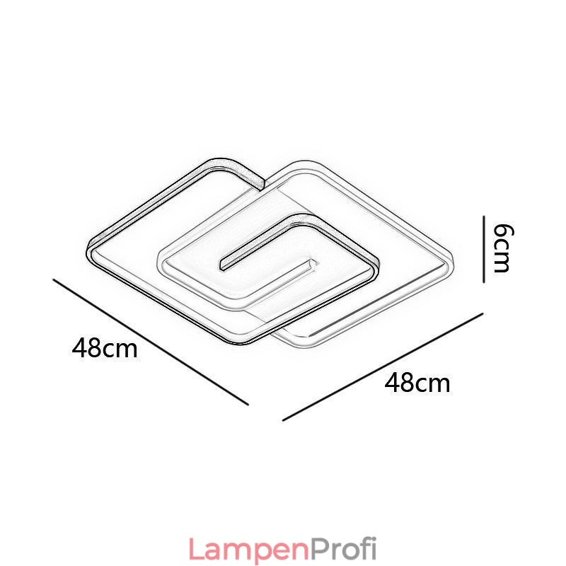 Quadratische Deckenleuchte mit Acryl-Ummantelung