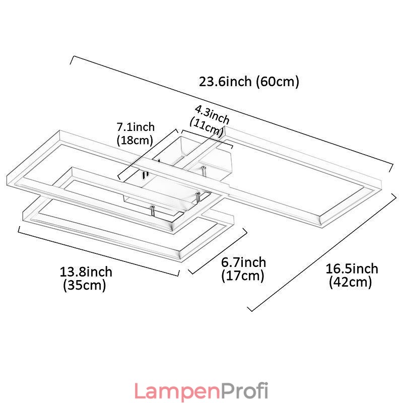 Geometrische rechteckige Deckenleuchte aus Acryl
