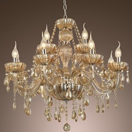 Kronleuchter Kristall Luxus Modern 2 Ebenen Wohnzimmer 12 Lichter