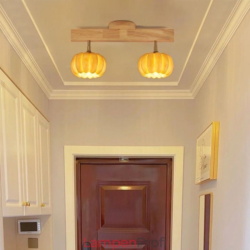 Doppelte kleine Kürbis-Deckenleuchte im japanischen Retro-Stil