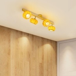 Doppelte kleine Kürbis-Deckenleuchte im japanischen Retro-Stil