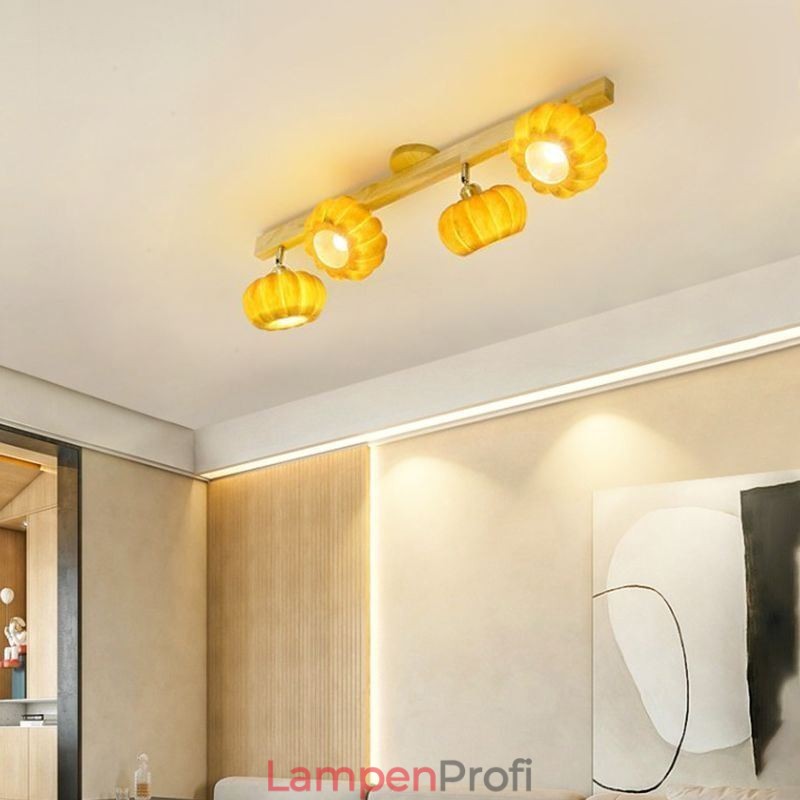 Doppelte kleine Kürbis-Deckenleuchte im japanischen Retro-Stil