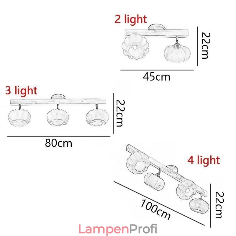 Doppelte kleine Kürbis-Deckenleuchte im japanischen Retro-Stil