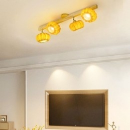 Doppelte kleine Kürbis-Deckenleuchte im japanischen Retro-Stil