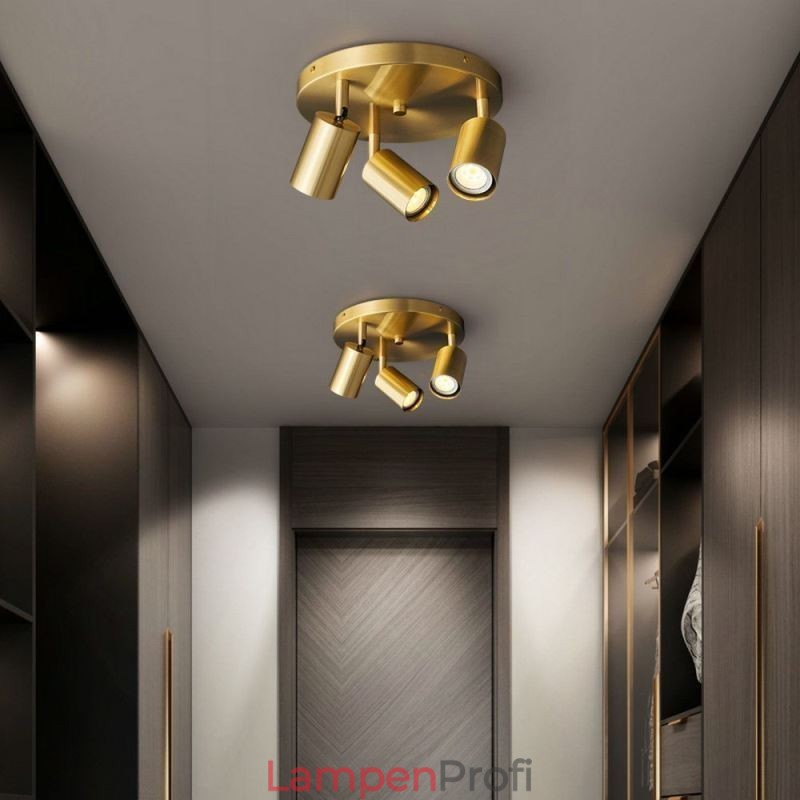 Moderne Deckenleuchte, goldene schwarze Deckenleuchte mit 3 Lichtern, Kupferkunst, Heimbeleuchtung