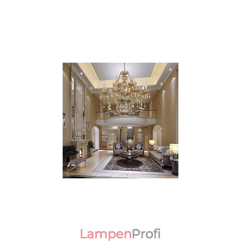 Kronleuchter Kristall Luxus Modern 2 Ebenen Wohnzimmer 12 Lichter