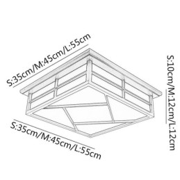 Deckenleuchte im Retro-Stil, quadratisch, bündige Montage