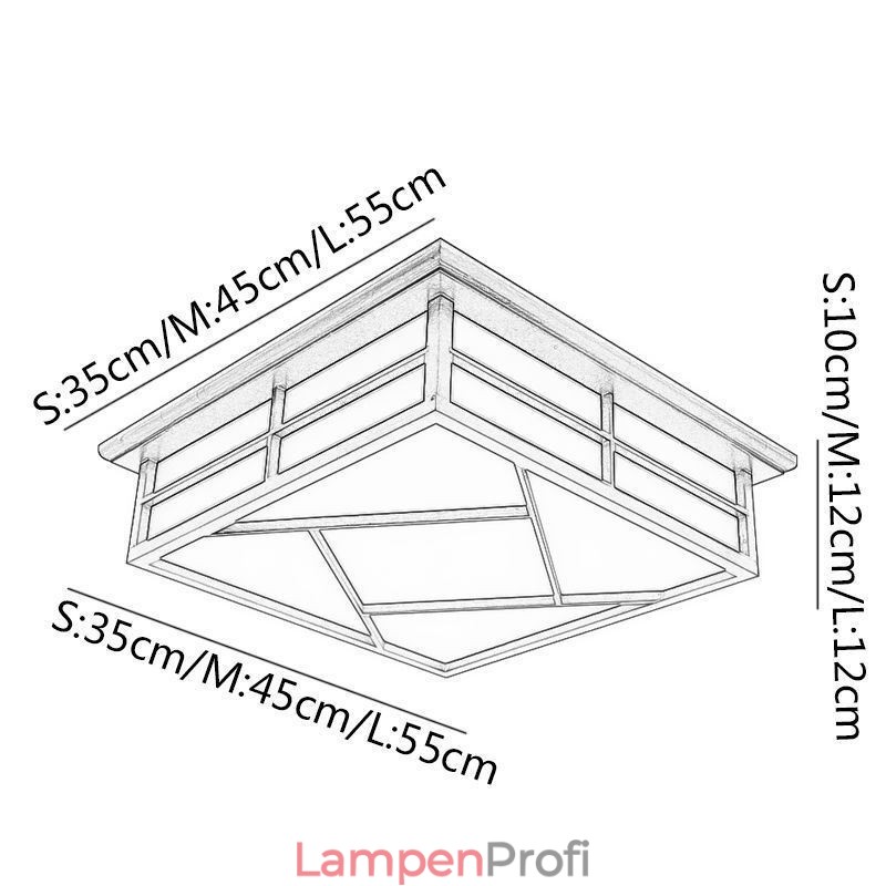 Deckenleuchte im Retro-Stil, quadratisch, bündige Montage