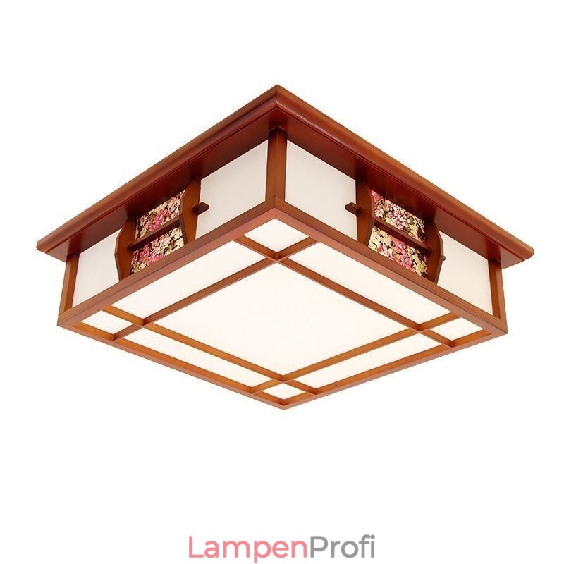 Quadratische Deckenleuchte im Retro-Stil aus Holz