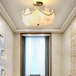 Europäische Deckenleuchte aus Eisen, elegante Deckenleuchte aus Glas