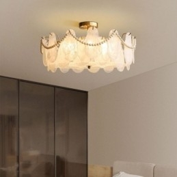 Europäische Deckenleuchte aus Eisen, elegante Deckenleuchte aus Glas