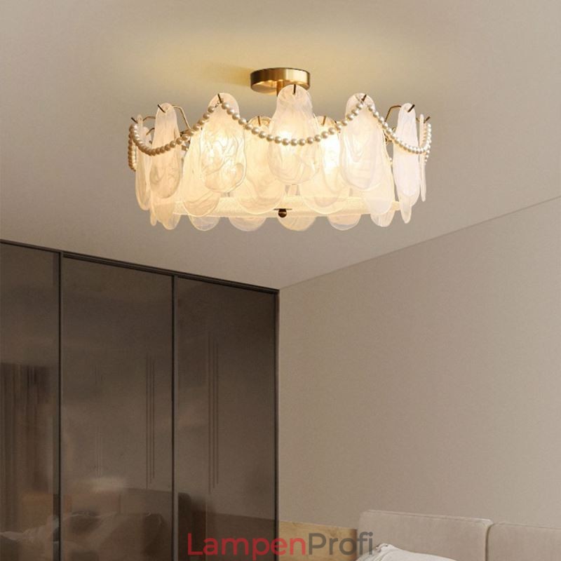 Europäische Deckenleuchte aus Eisen, elegante Deckenleuchte aus Glas