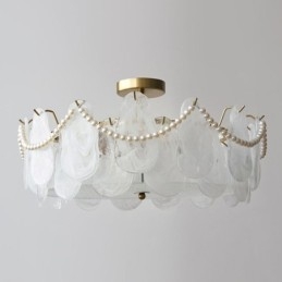 Europäische Deckenleuchte aus Eisen, elegante Deckenleuchte aus Glas