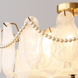 Europäische Deckenleuchte aus Eisen, elegante Deckenleuchte aus Glas