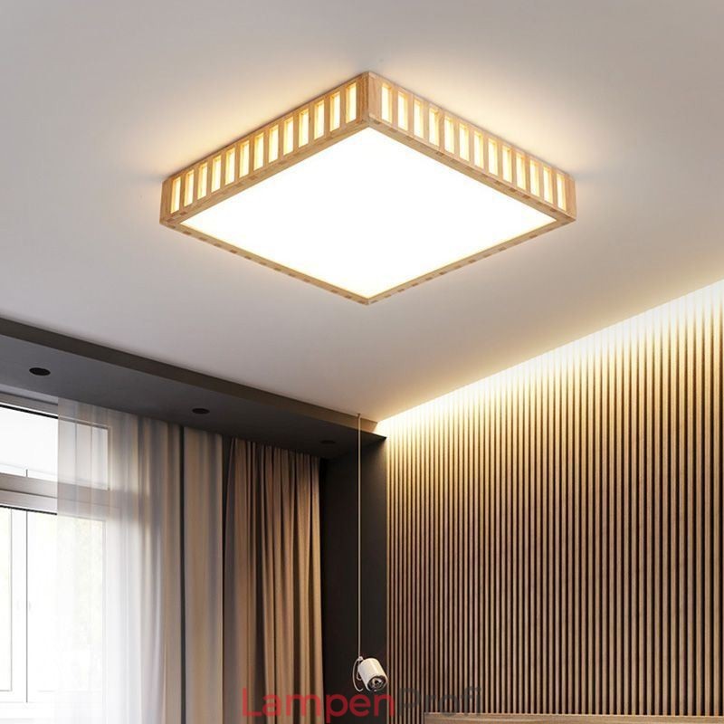 Japanische Deckenlampe Quadratische Holzdeckenlampe