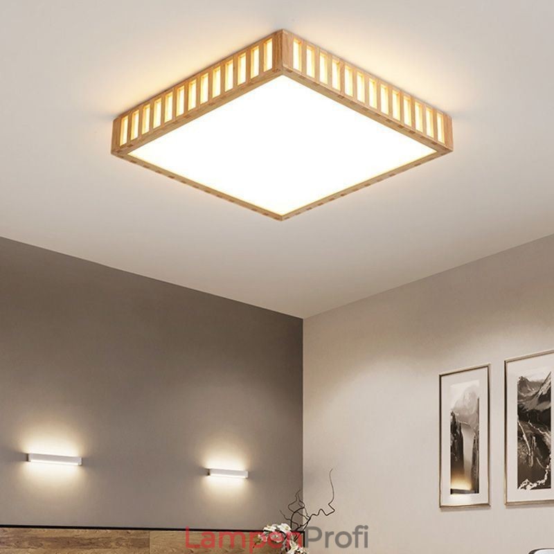 Japanische Deckenlampe Quadratische Holzdeckenlampe