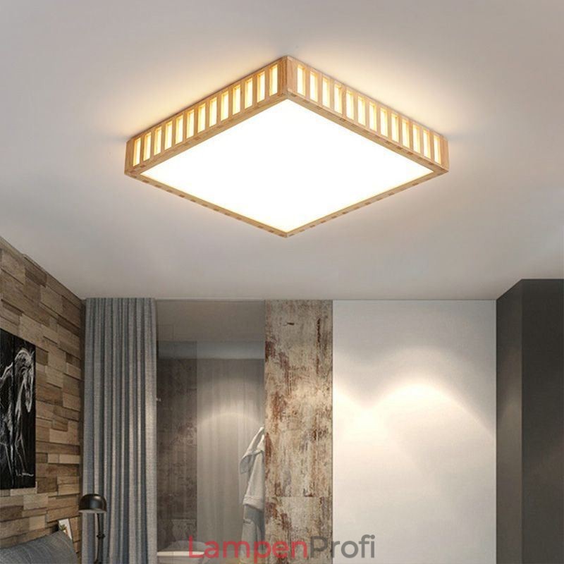 Japanische Deckenlampe Quadratische Holzdeckenlampe