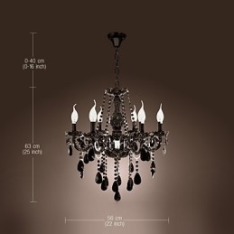 Kronleuchter Schwarz Kristall Modern 6 Lichter