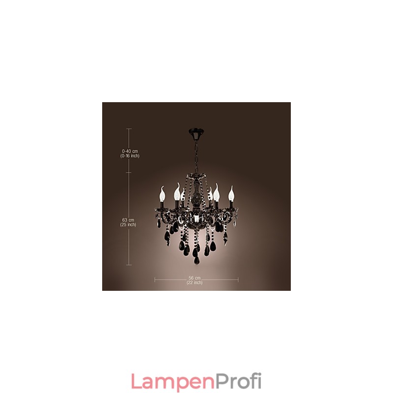 Kronleuchter Schwarz Kristall Modern 6 Lichter
